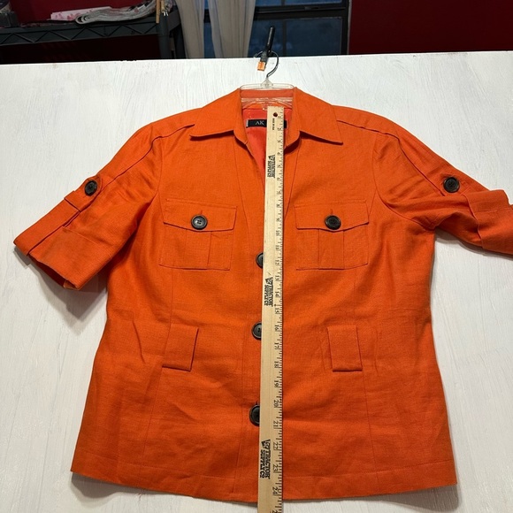 Anne Klein 100% Linen Blazer Jacket | Orange Red Safari Style | Women’s Size 10 - Picture 5 of 8